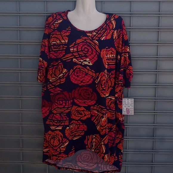LulaRoe Rose Striped Floral Irma Printed Top - Picture 9 of 12